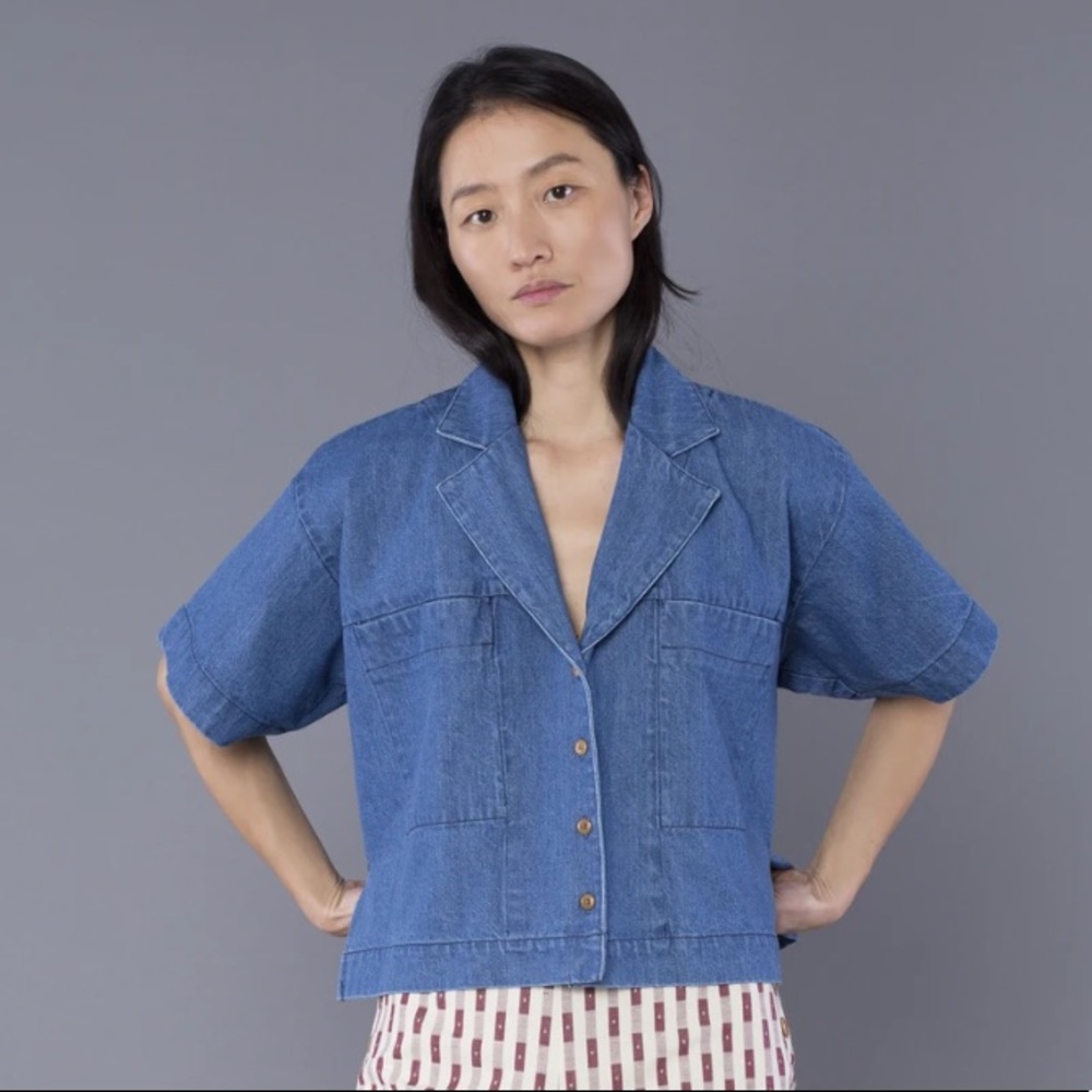 Ilana Kohn Blue Denim Button-Down Mini Mapes Shirt